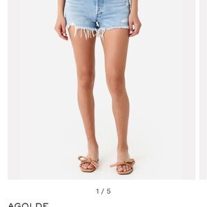 AGOLDE Women's Distressed Denim Shorts - Light Blue